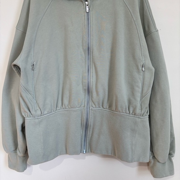 lululemon athletica green cotton fern hugged waist zip up relaxed fit Hoodie 12 - Picture 7 of 16